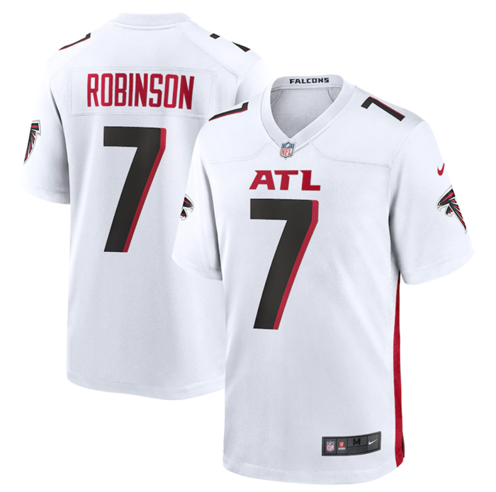 Men's Atlanta Falcons #7 Bijan Robinson White Stitched Football Game Jersey - Click Image to Close